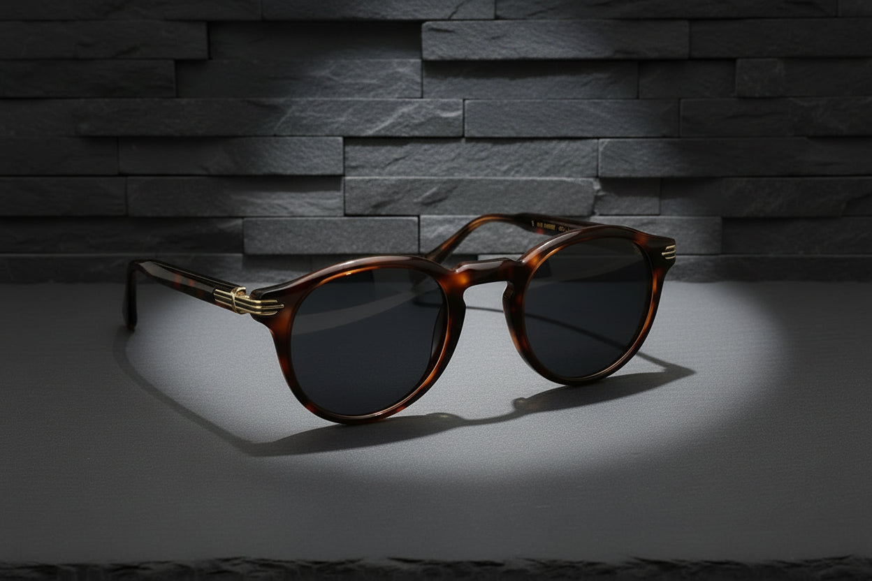Japanese-style Men's Retro Pattern Cloth Round Frame UV-proof Sunglasses