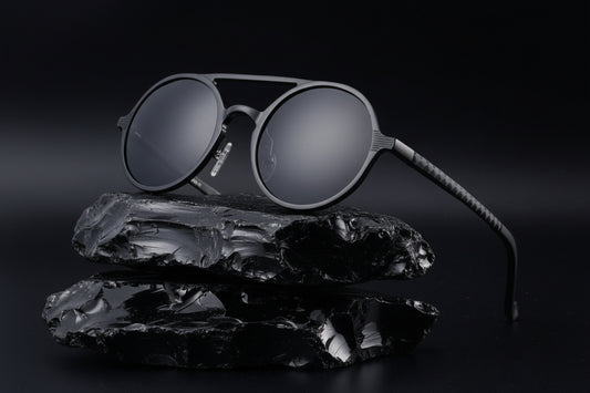 New men's polarized sunglasses Vintage round frame fashion sunglasses Aluminum magnesium glasses Driving sunglasses