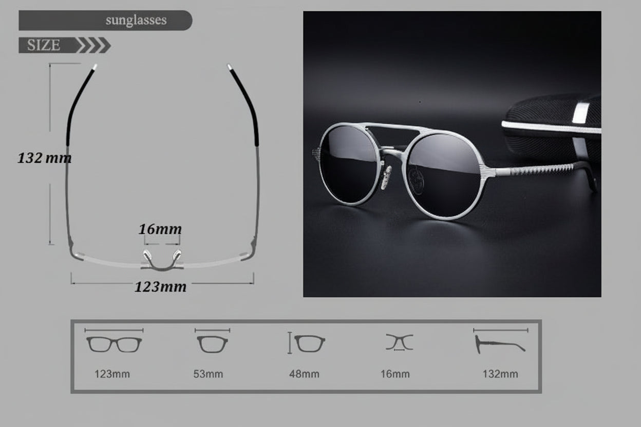 New men's polarized sunglasses Vintage round frame fashion sunglasses Aluminum magnesium glasses Driving sunglasses