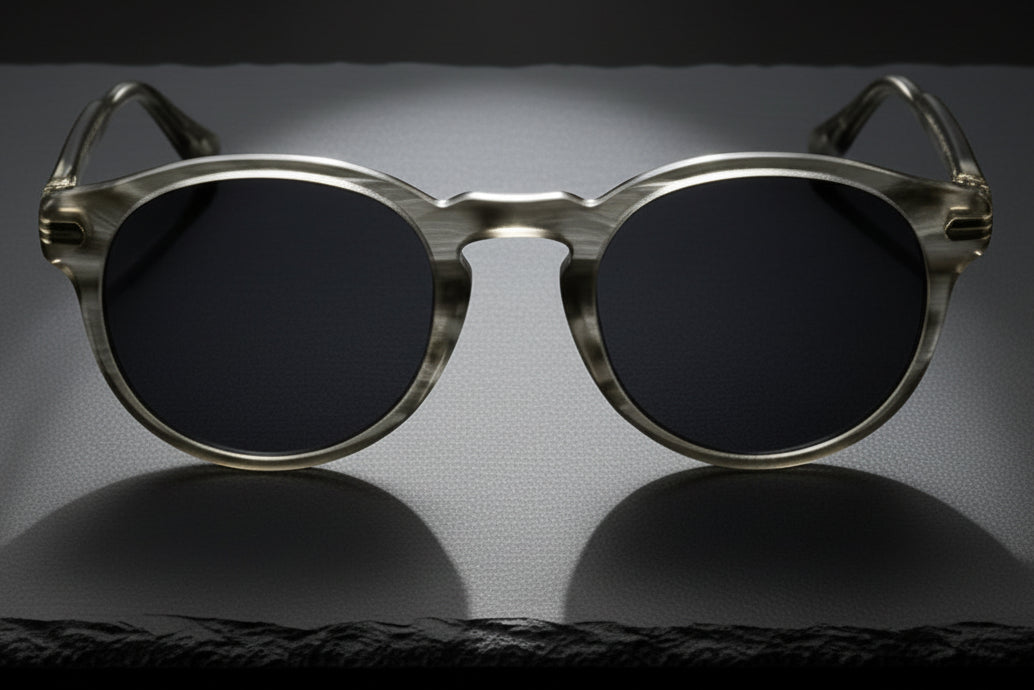 Japanese-style Men's Retro Pattern Cloth Round Frame UV-proof Sunglasses