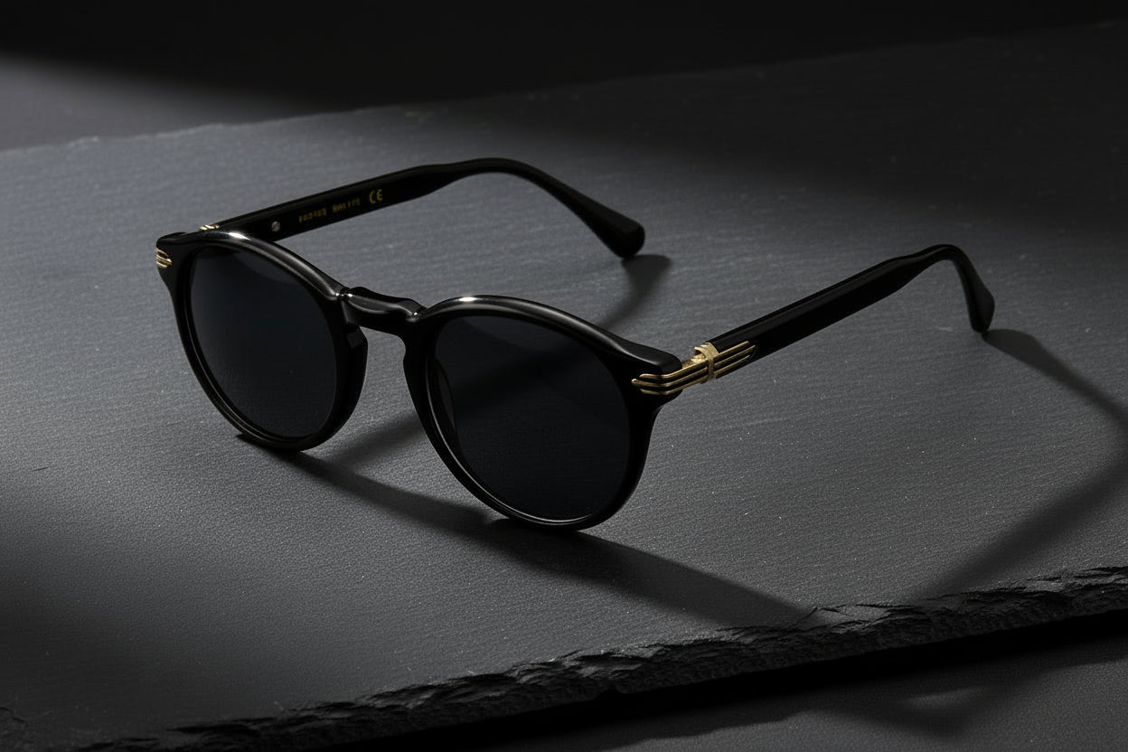 Japanese-style Men's Retro Pattern Cloth Round Frame UV-proof Sunglasses