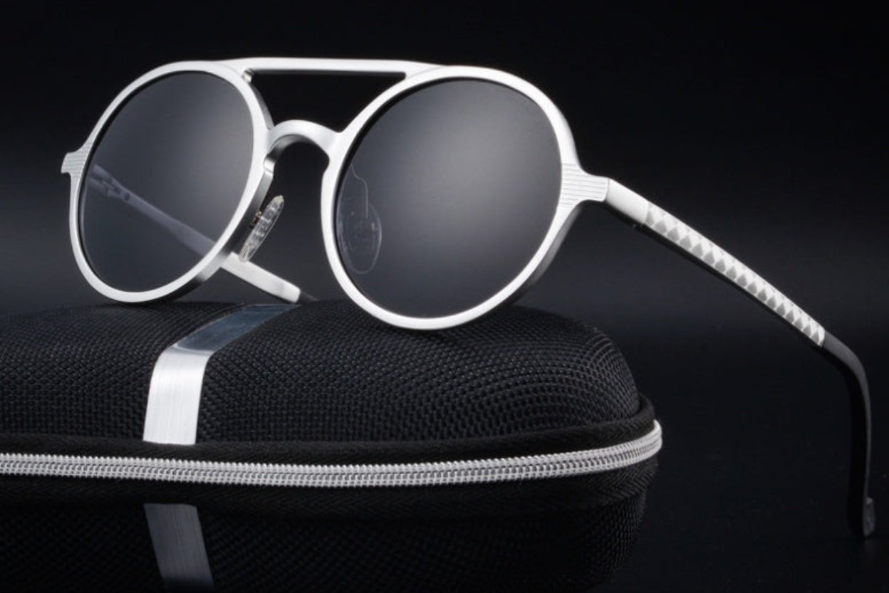 New men's polarized sunglasses Vintage round frame fashion sunglasses Aluminum magnesium glasses Driving sunglasses