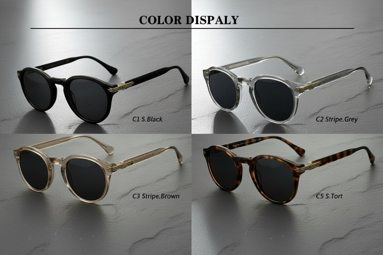 Japanese-style Men's Retro Pattern Cloth Round Frame UV-proof Sunglasses