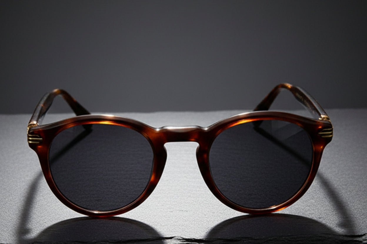 Japanese-style Men's Retro Pattern Cloth Round Frame UV-proof Sunglasses