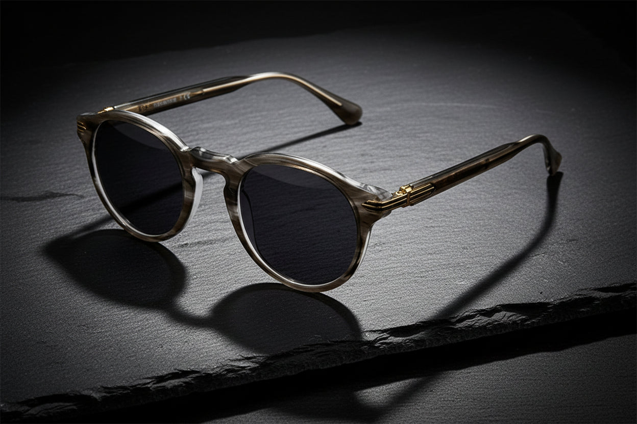 Japanese-style Men's Retro Pattern Cloth Round Frame UV-proof Sunglasses