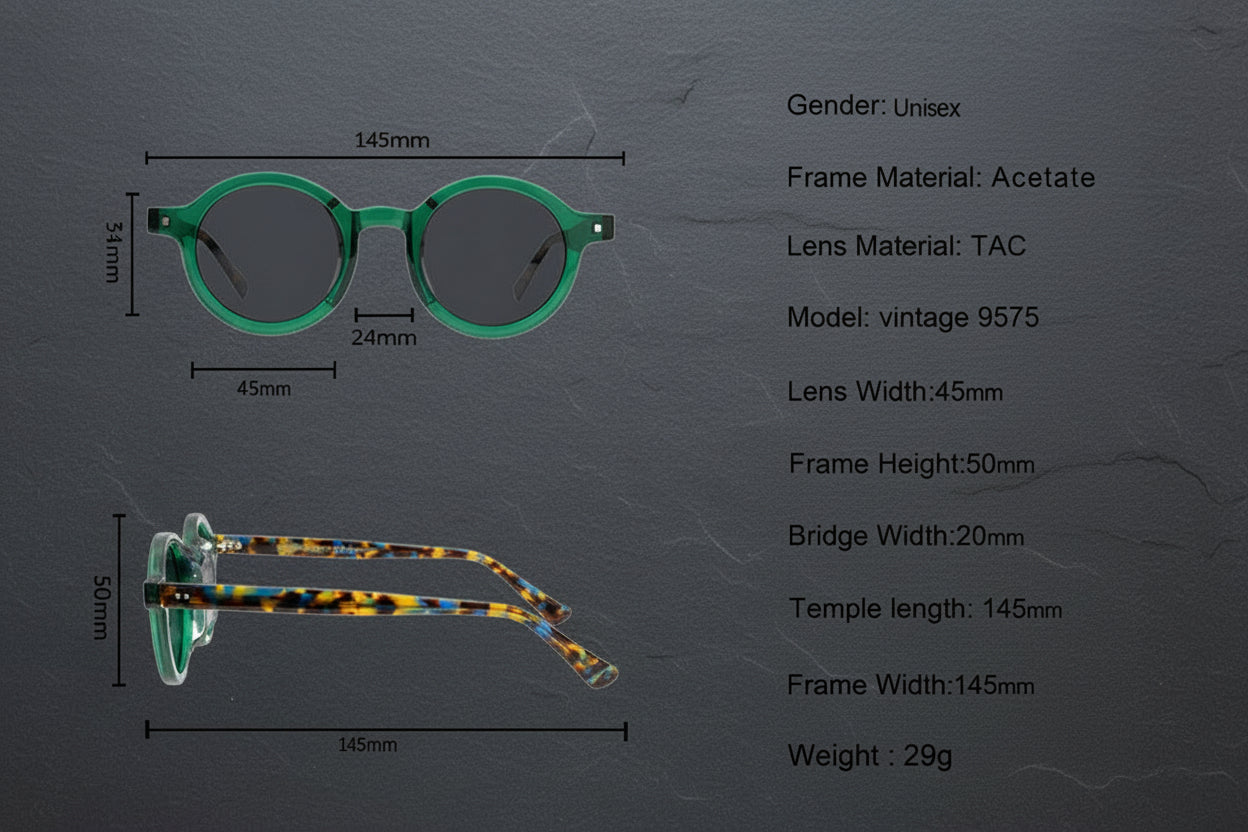 Acetate Retro Polarized Men's Sunglasses Full Frame Glasses