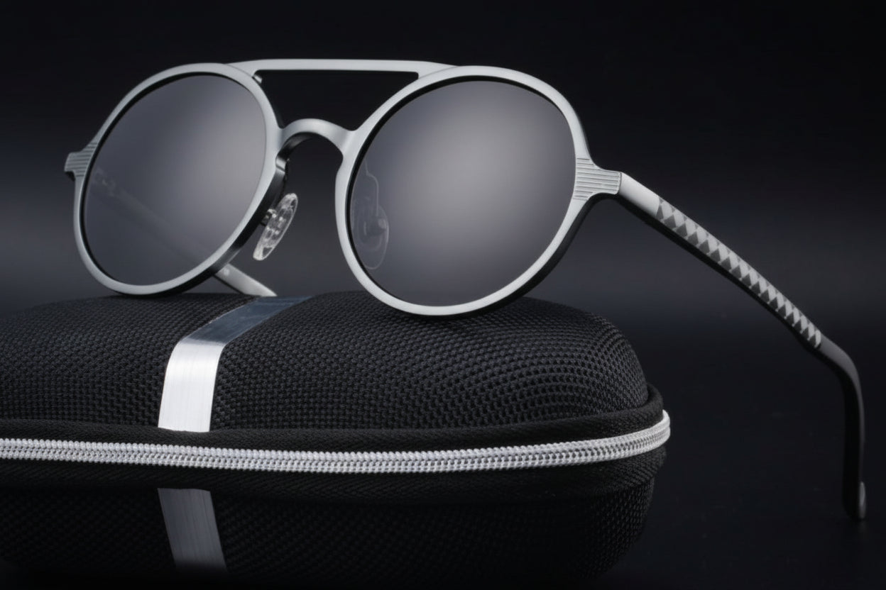 New men's polarized sunglasses Vintage round frame fashion sunglasses Aluminum magnesium glasses Driving sunglasses